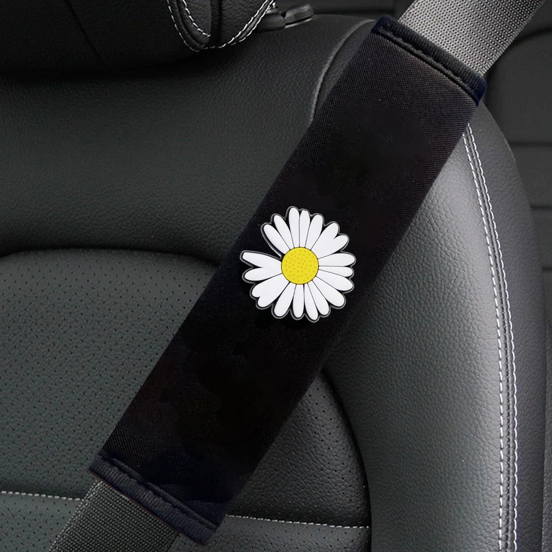 Coussin Ceinture Sécurité Auto - Protection Cou Enfant Et Adulte - Rose Et Noir - Tissu Doux Respirant