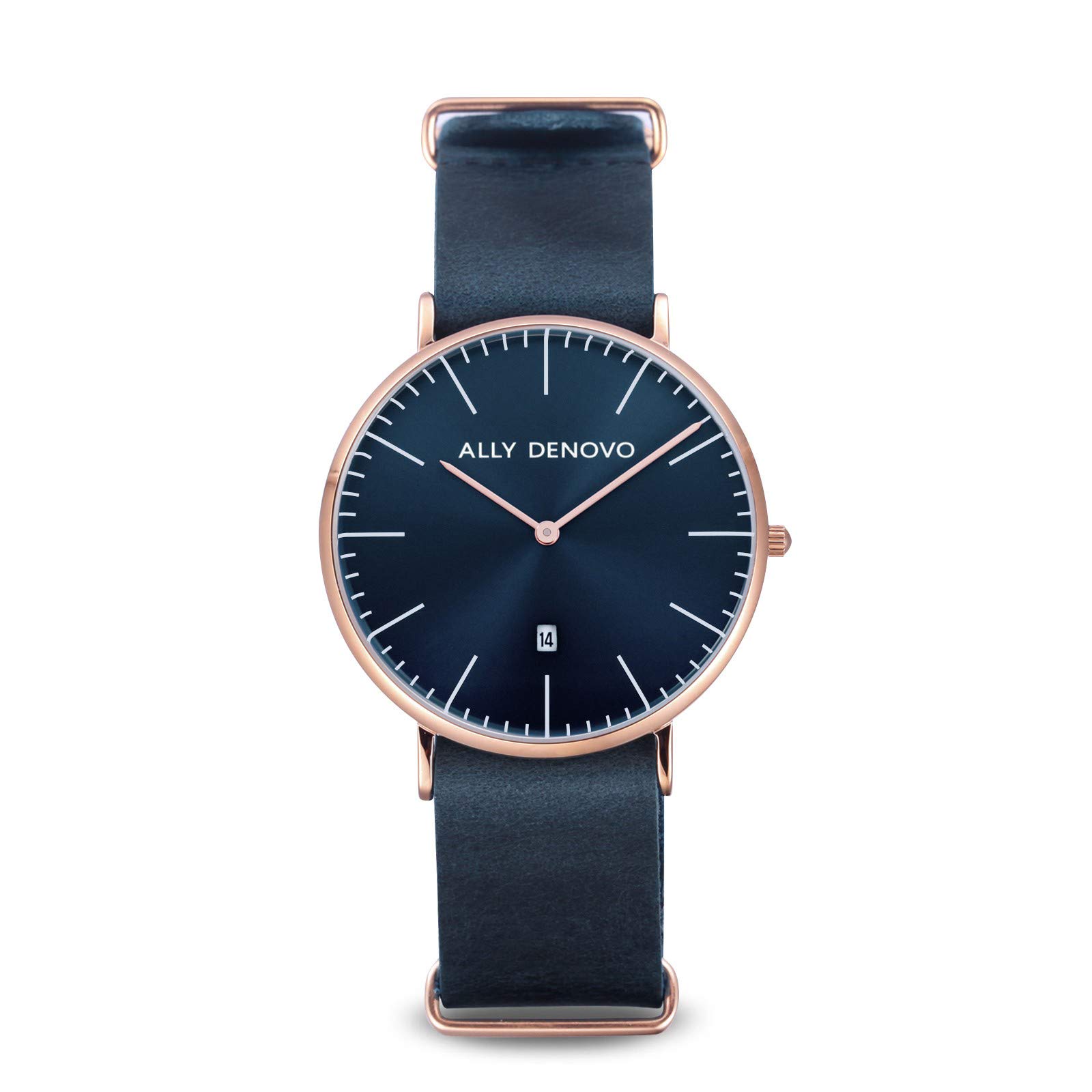 Ally Denovo Heritage Edate AM5015.4 Unisex Watch with Leather Strap Analogue Stainless Steel, Strap