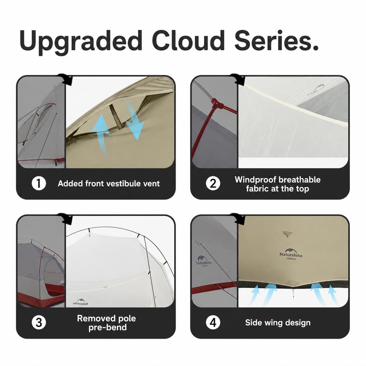 Naturehike Cloud Up Pro - Tenda leggera per 2 persone, con orlo, autoportante, ultraleggera, da campeggio, escursionismo, tenda per due persone