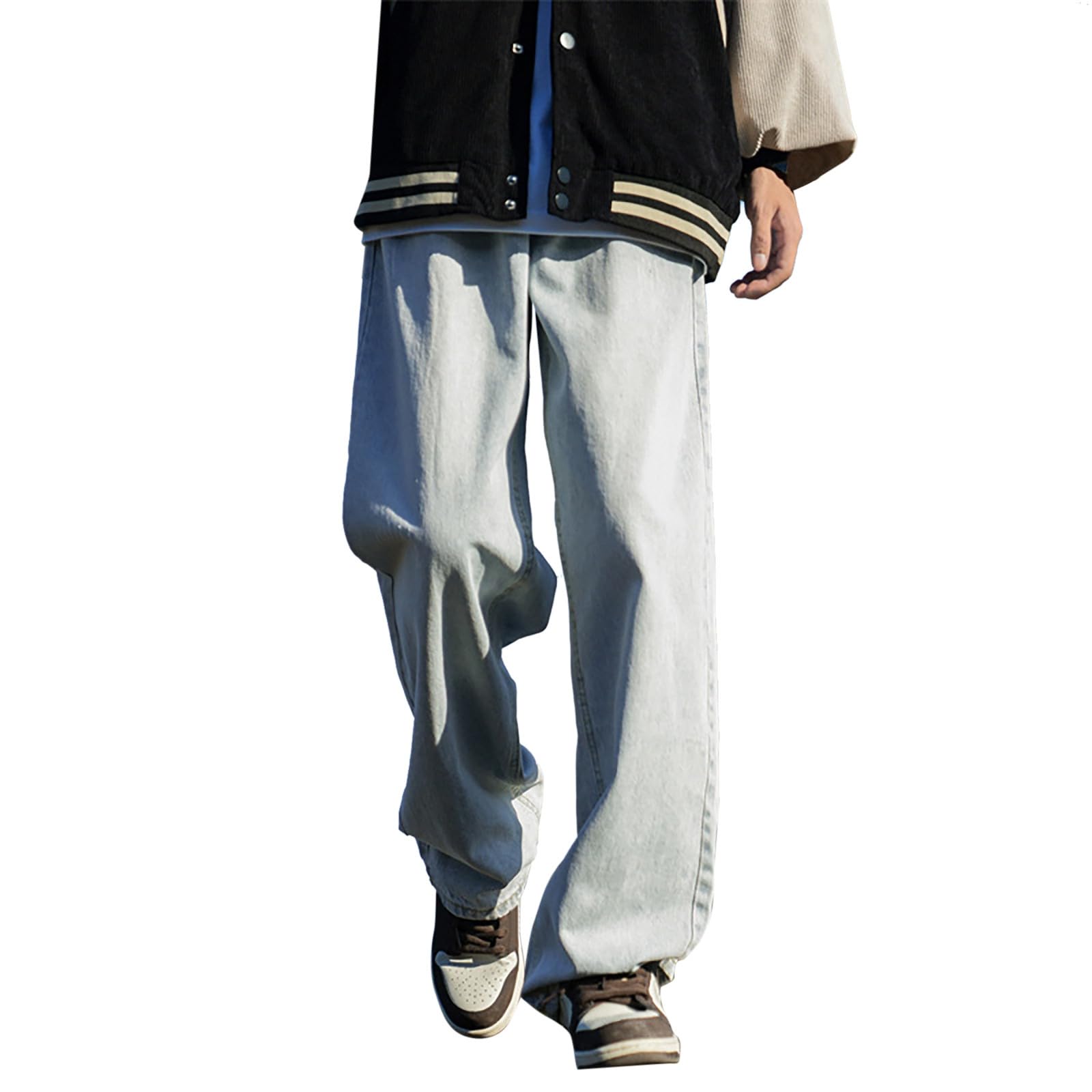 Generico Jeans Uomo Baggy Pantaloni Strappati Invernali Elefante Y2K Fit Bootcut Loose Cargo Slim Larghi Flared Moto Balloon Zampa Jins