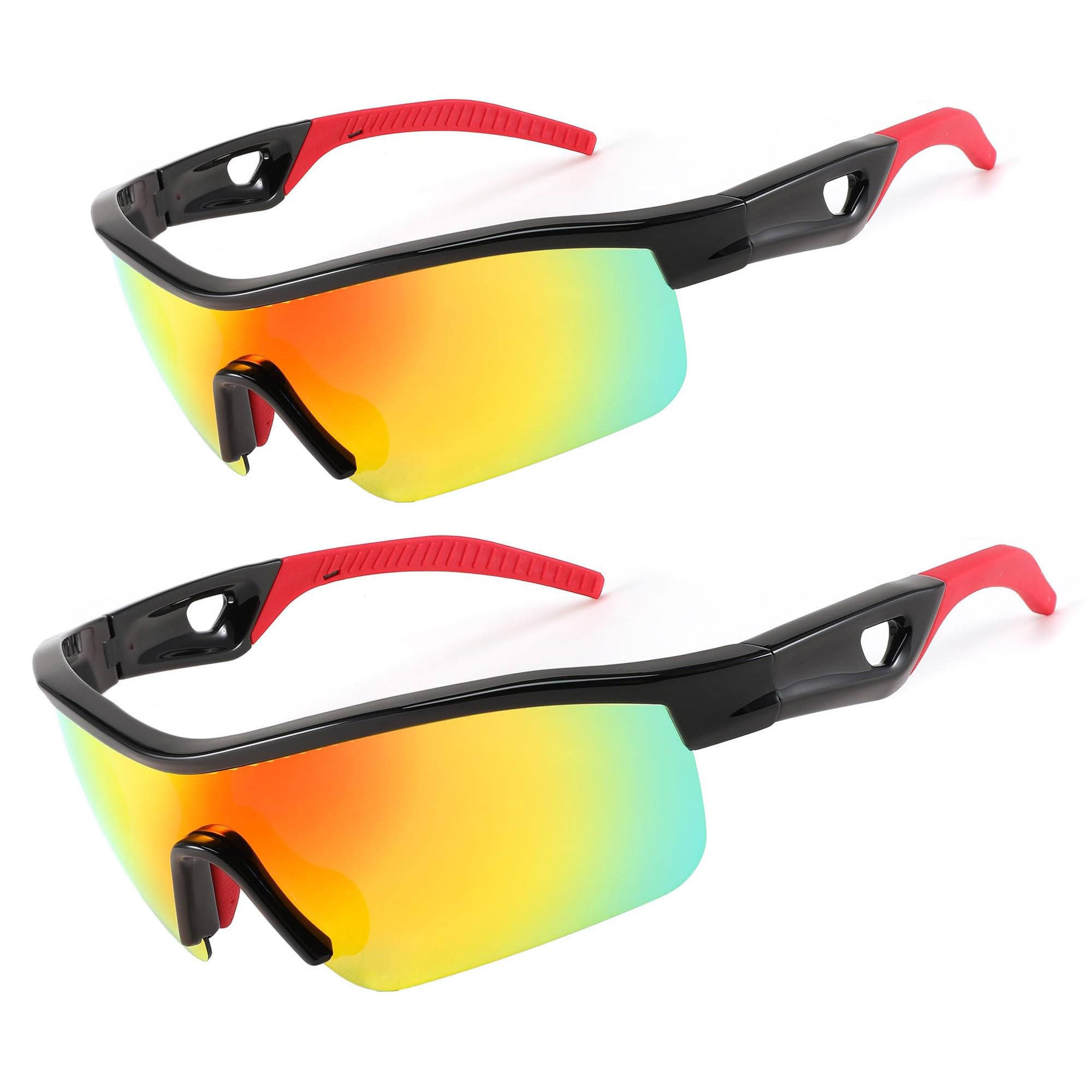 FEISEDY 2 Stück Sport Sonnenbrille Polarisierte UV400 (Kind + Erwachsen) B2372+B2454