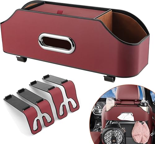 Organizador de respaldo de asiento de automóvil, almacenamiento elegante y funcional para aventuras familiares, portavasos, caja de pañuelos y