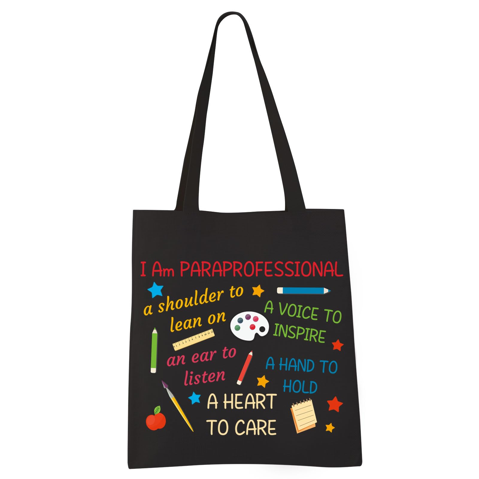 VAMSII Paraprofessional Canvas Bag Para Gifts Thank You Gift for Paraprofessional Shoulder Bag Teacher Aide Gifts (heart to care)