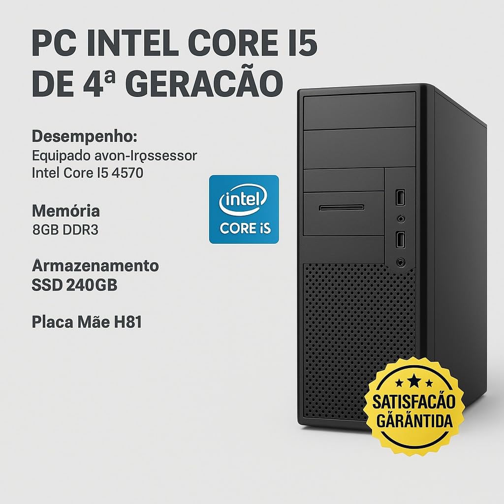 Win11 自作PC i5-4570 メモリ16GBSSD256GBHDD1TB PC Intel Core i5-4570, 16GB DDR3, SSD 256GB, Placa Mãe H81, Fonte