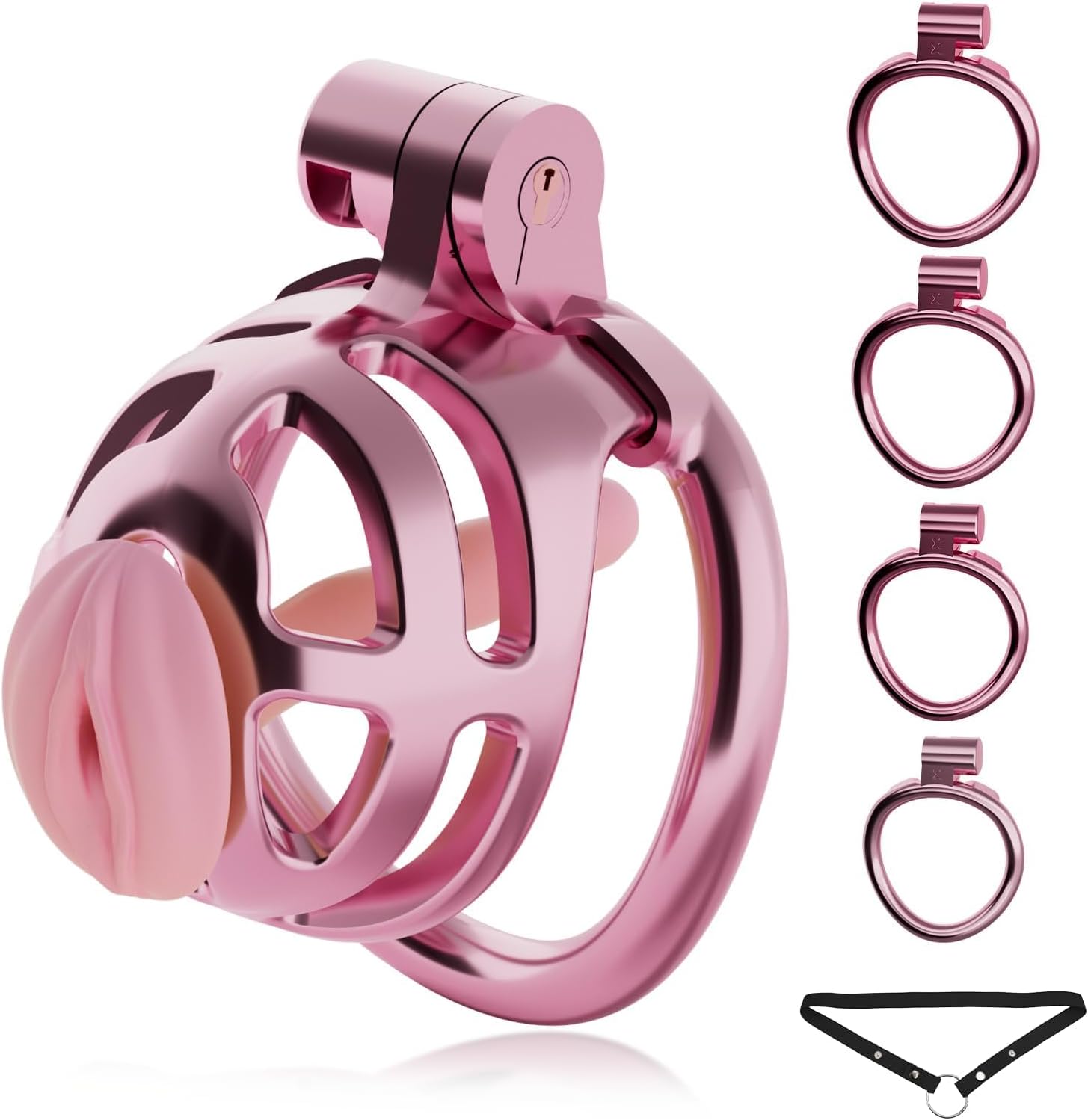 Male Chastity Cage, Lightweight Plastic Cock Cage with 4 Sizes Rings and Chastity Belts, Chastity Device with Invisible Lock and Key for Man Penis Erection Control & BDSM Bondage Gear, Adult Sex Toys