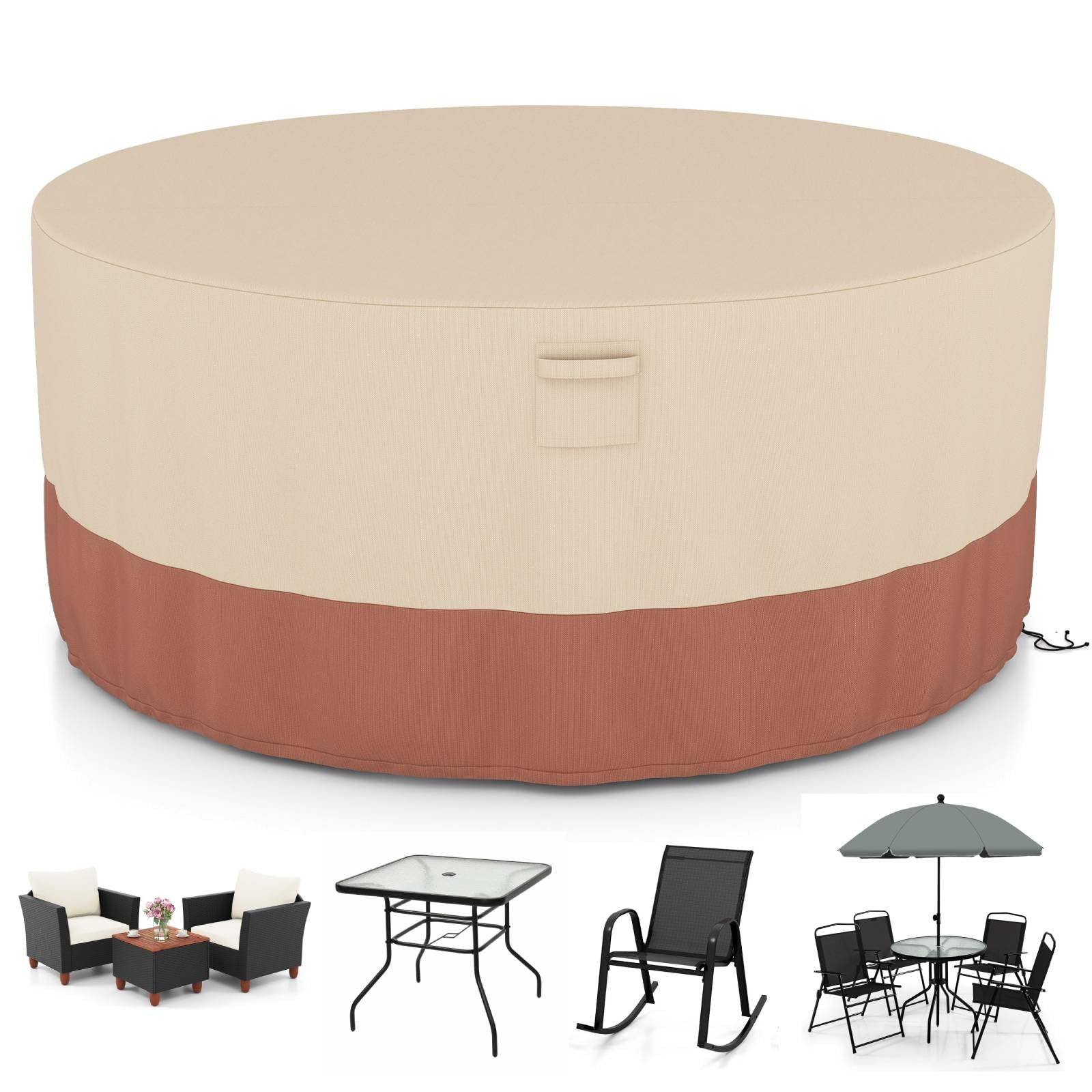 SFAREST 158cm/181cm/213cm Garden Furniture Cover, Heavy Duty Waterproof Table and Chairs Cover with Air Vents