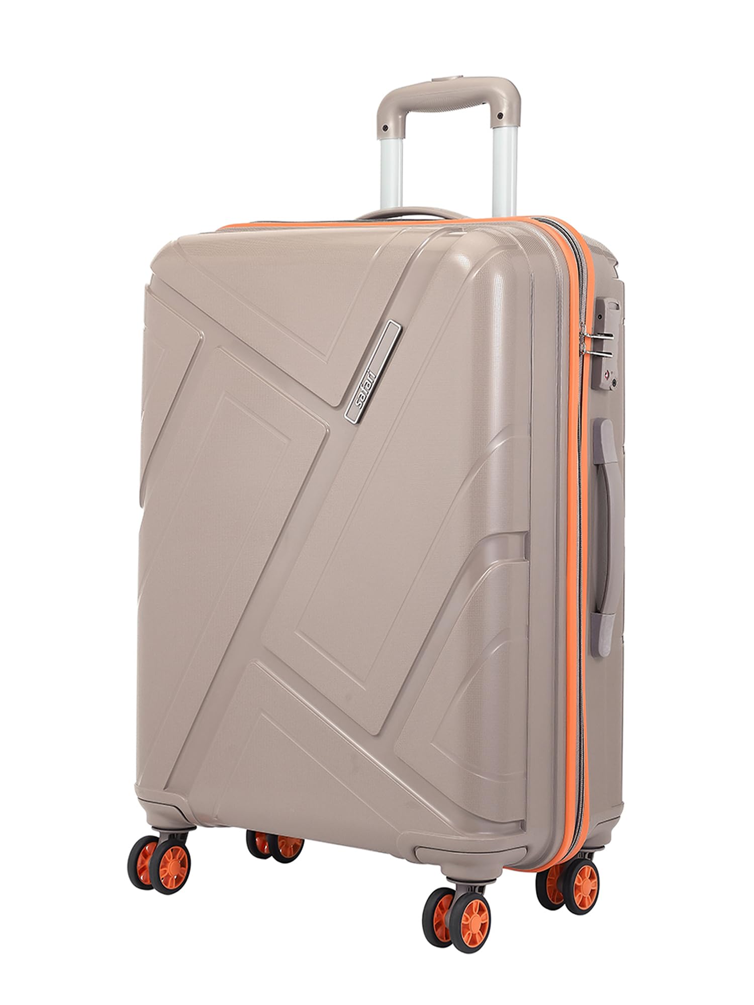 Safari Benson Large 8 Wheels 77cm Check-in Trolley Bag Hard Case Polypropylene 360 Degree Wheeling System Luggage, TSA Approved Lock, Trolley Bags for Travel, Suitcase for Travel, Fossil