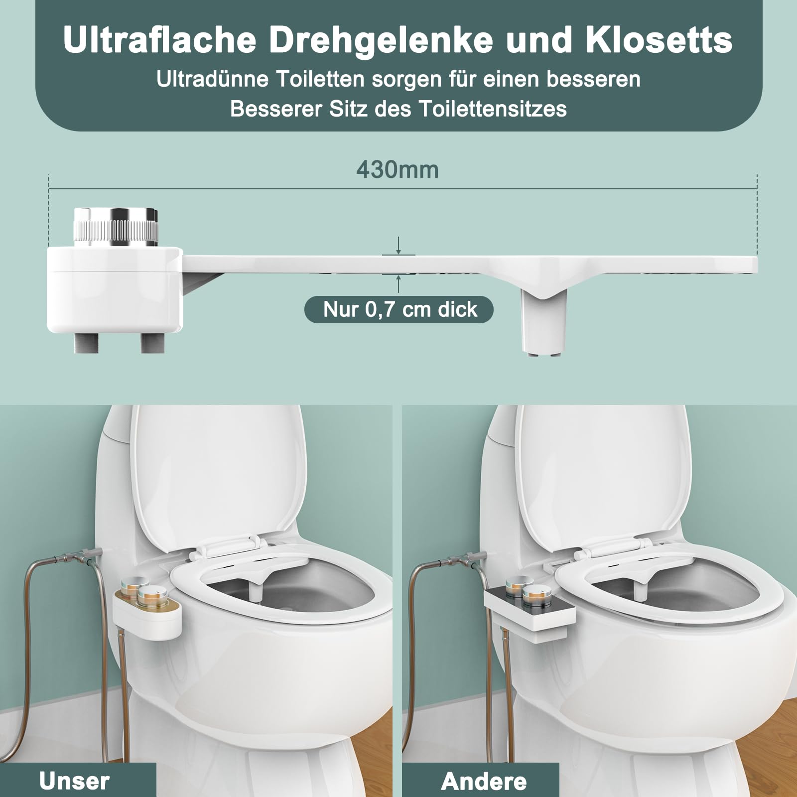 Nakładka bidetowa do toalety z wysuwanymi samoczyszczącymi się podwójnymi dyszami, regulowane ciśnienie wody, czyszczenie tylne, higieniczny bidet z regulowaną ciepłą wodą, nakładka do WC Taharet