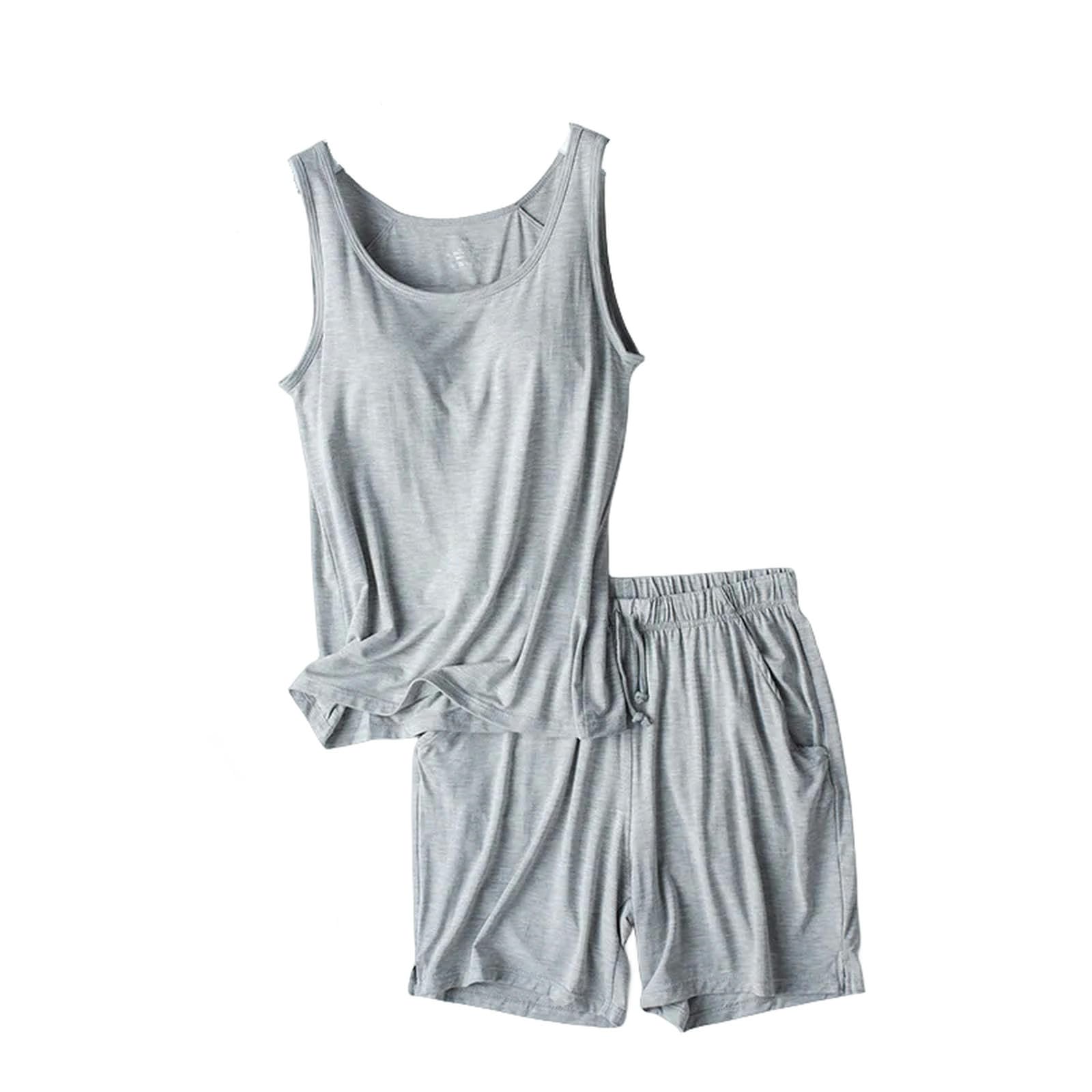 Pigiama Donna Shorts A Due Pezzi di Pigiami da Donna Estivo con Pad del Petto in Lingerie Senza Cucitura A Camisole per Homewear Pigiama