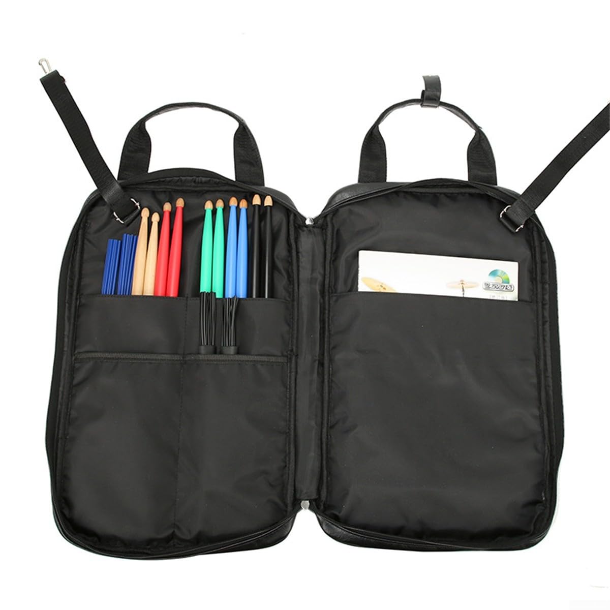 Borsa per bacchette in pelle, porta batteria spessa con tracolla, per libri di musica, studenti, insegnanti, batteristi, accessori (marrone)