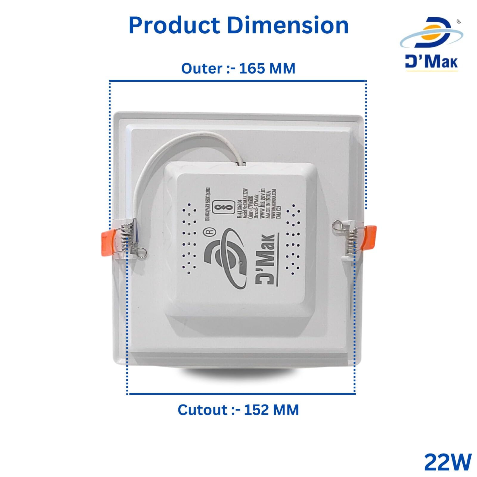 D’Mak 22 Watt Square PC LED Conceal Panel Ceiling Light for POP False Ceiling, Poly Carbonate Material, LED Light with Chip for Living Room, Bedroom and Hall (3IN1 (WH,WW.NWH), 8) 4