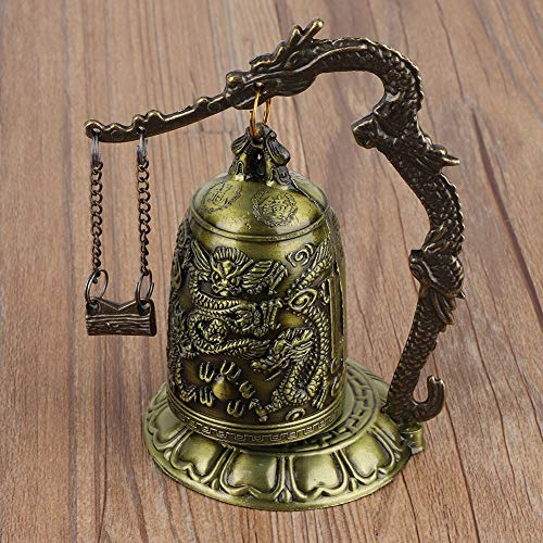 Vintage Small Dragon Bell,Fengshui Vintage Style Bronze Lock Carved Dragon Tibet Buddhist Bell,Buddhist Bell Bronze Good Luck Bell Geomantic for Meditation Altar Decoration - Image 4