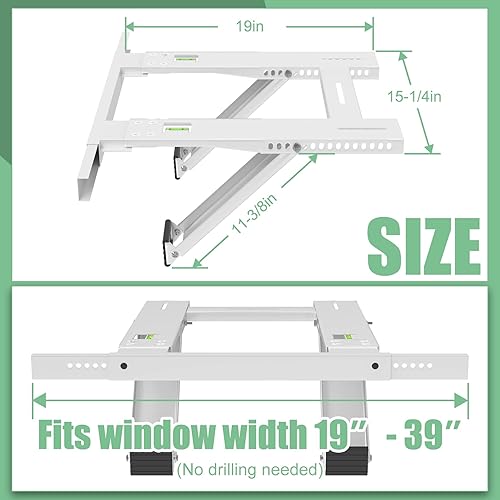 Miniatura 2 de Soporte de aire acondicionado sin taladrar, soporte de ventana de CA, montaje de ventanas colgantes individuales o dobles, acero resistente, soporta