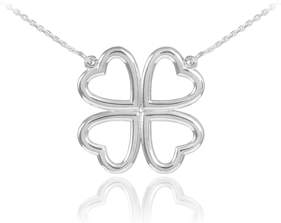 Sterling Silver Four-Leaf Heart Clover Necklace