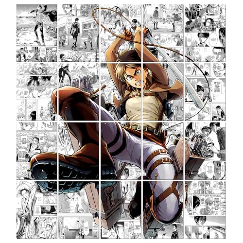 Image of MODERN GALLERY MART Pack of 20 Attack on Titan Eren Yeager Manga Poster | A4 Size Anime Wall Art (8.3 x 11.7 inch) | Manga Posters with Glue Dots | Anime Poster for Bedroom, Living Room, Office