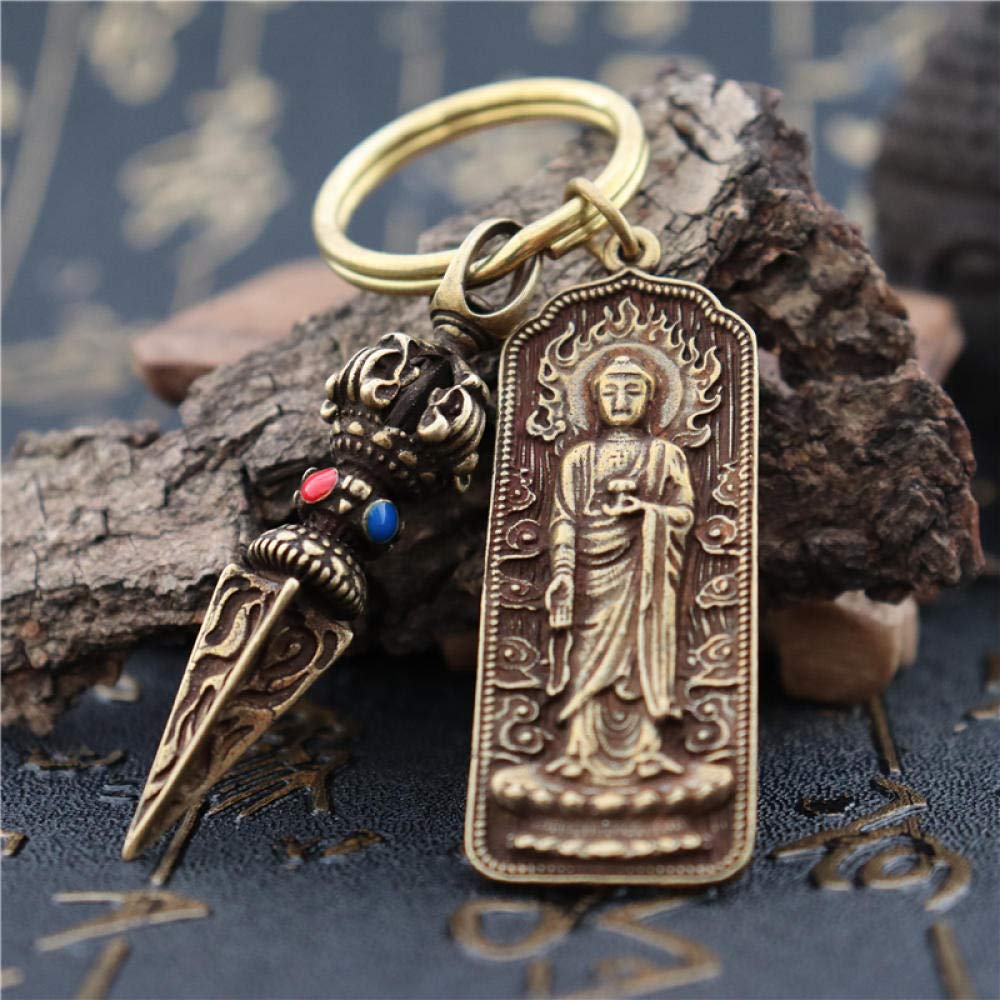 Amazon｜仏像キーホルダーペンダントヴィンテージ真鍮仏像キーホルダー 