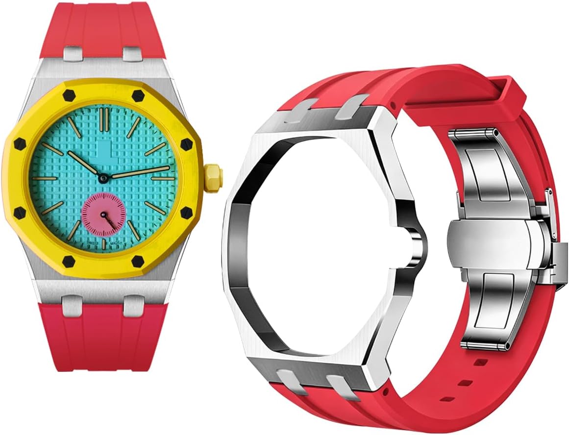 Watch Mod Kit Stainless Steel Watch Case Rubber Strap Compatible with S-watch X AP Royal Pop Pocket Watch