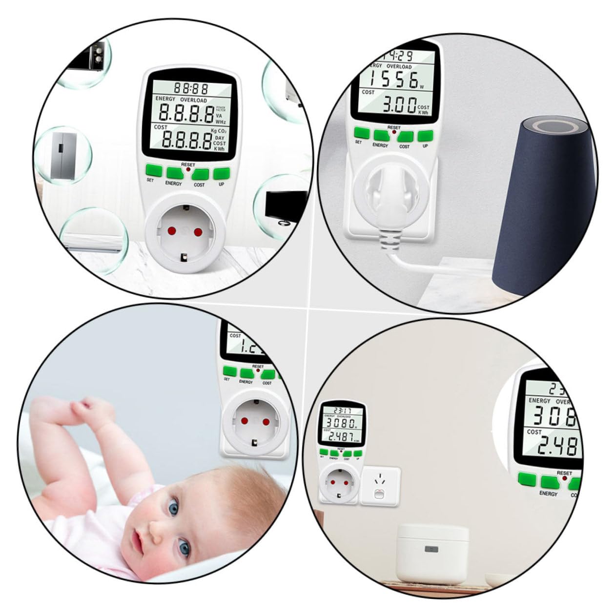 OSALADI Contatore Energia con Display Lcd Misuratore Consumo Energetico Singola Fase