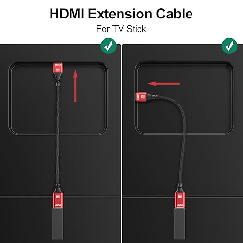 Miniatura 3 de Cable de extensión HDMI 8K HDMI de 1.5 pies, HDMI 2.1 macho a hembra, cable de extensión 8K 60Hz, 4K 120Hz, 2K, 3D, HDR, compatible con Roku TV