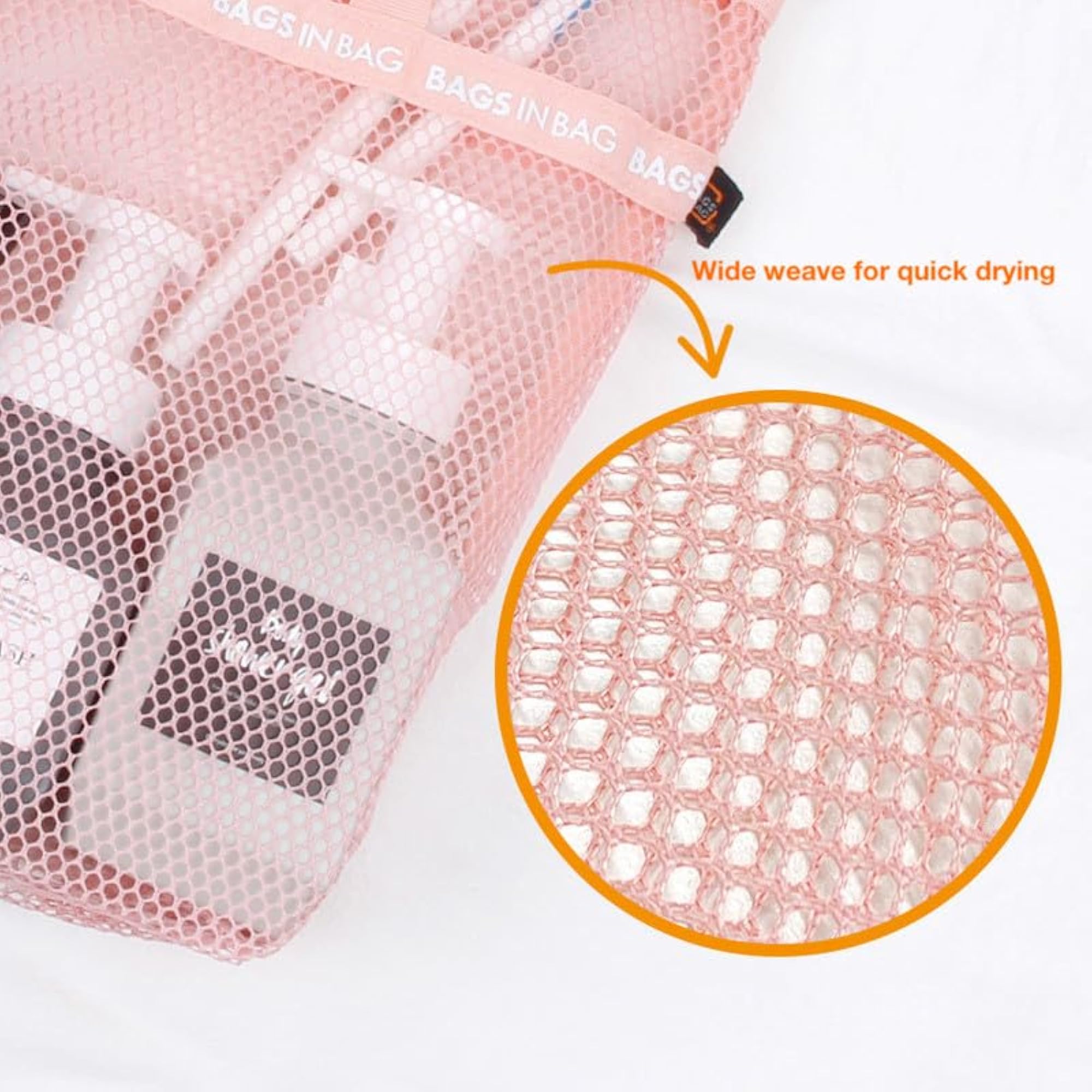 Mesh Travel Shower Caddy Tote, Small Pink Organizer