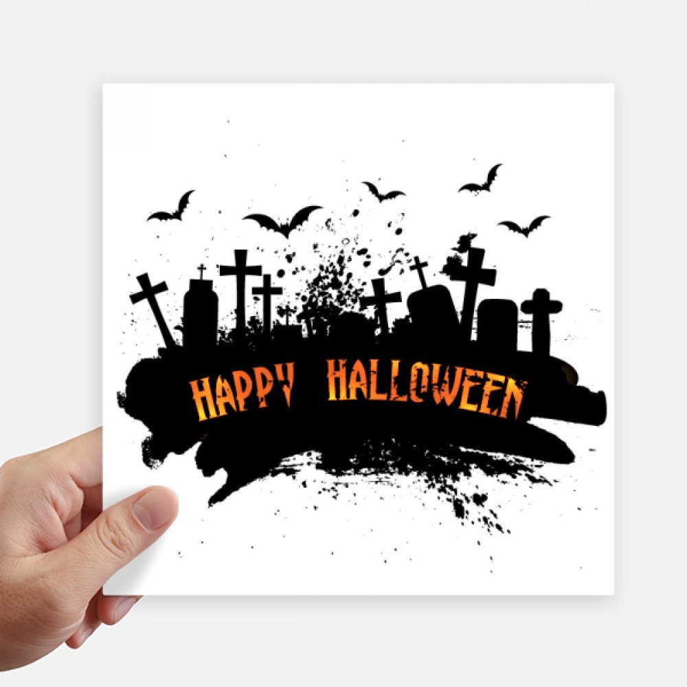 Autocollant carré de 20 cm motif cimetière Halloween pour mur de fête
