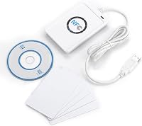 Cititor și scriitor de carduri NFC Akozon ACR122U ISO 14443A-B, dispozitiv contactless cu software pentru carduri IC, alb, pentru calculator 8