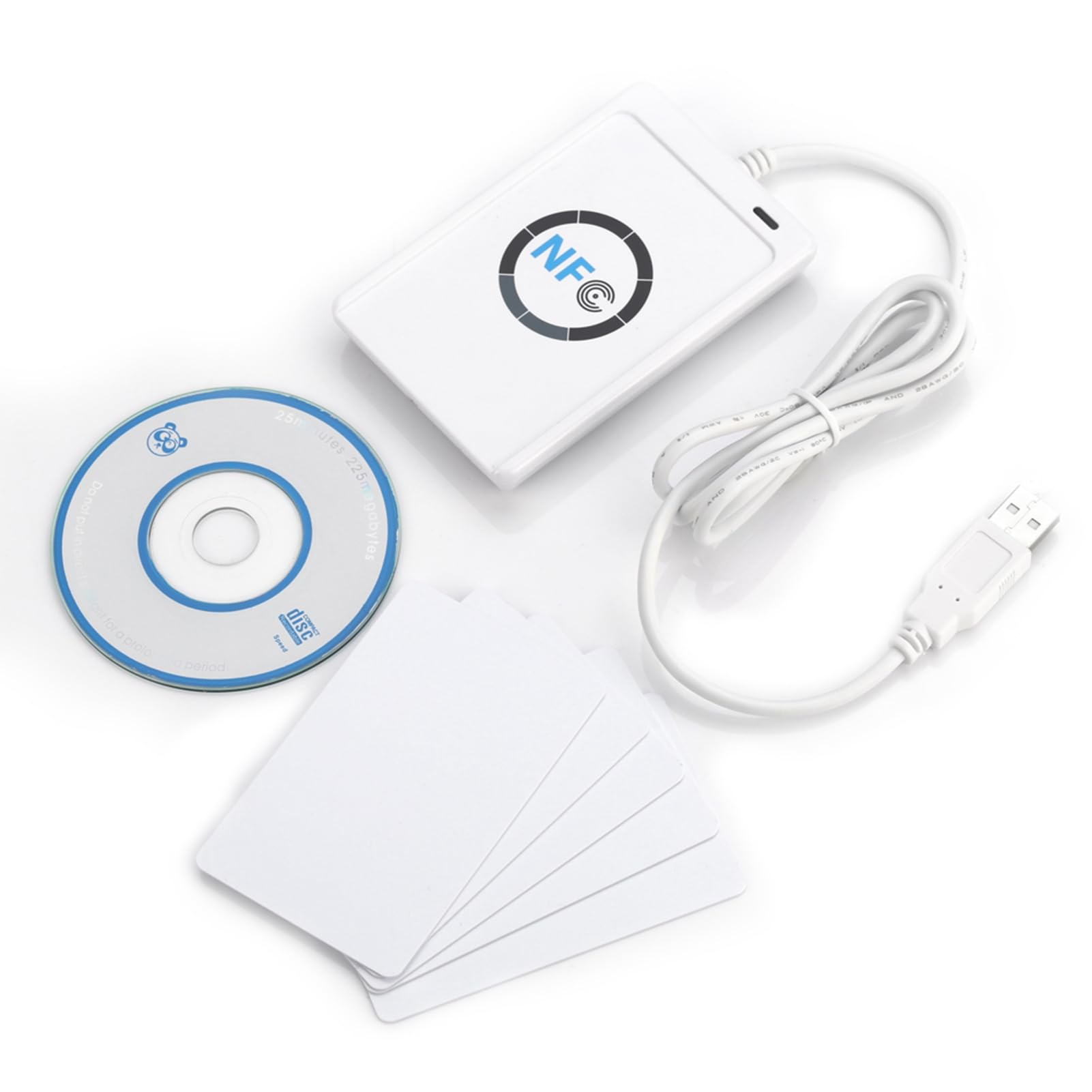 Outla Reader Writer, Nfc ACR122U ISO 14443A / B Writer, velocità 424 Kbps Software di Scrittura Nfc Senza in Scheda IC Bianco con per Computer