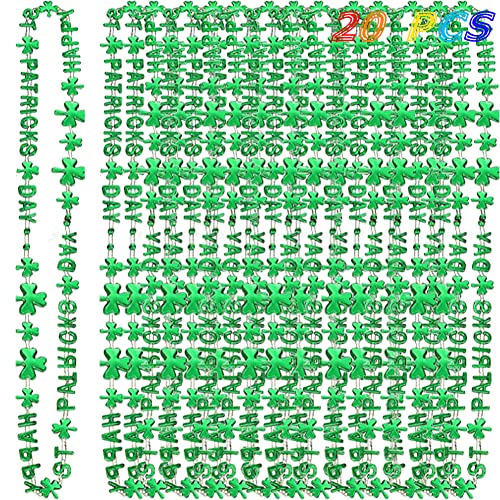 CAMIRUS 20 PCS St. Patrick's Day Shamrock Bead, Metallic Green Happy St. Patricks Day Beads for Kids Dressing-up Accessories, St. Patrick Party Favors Supplies