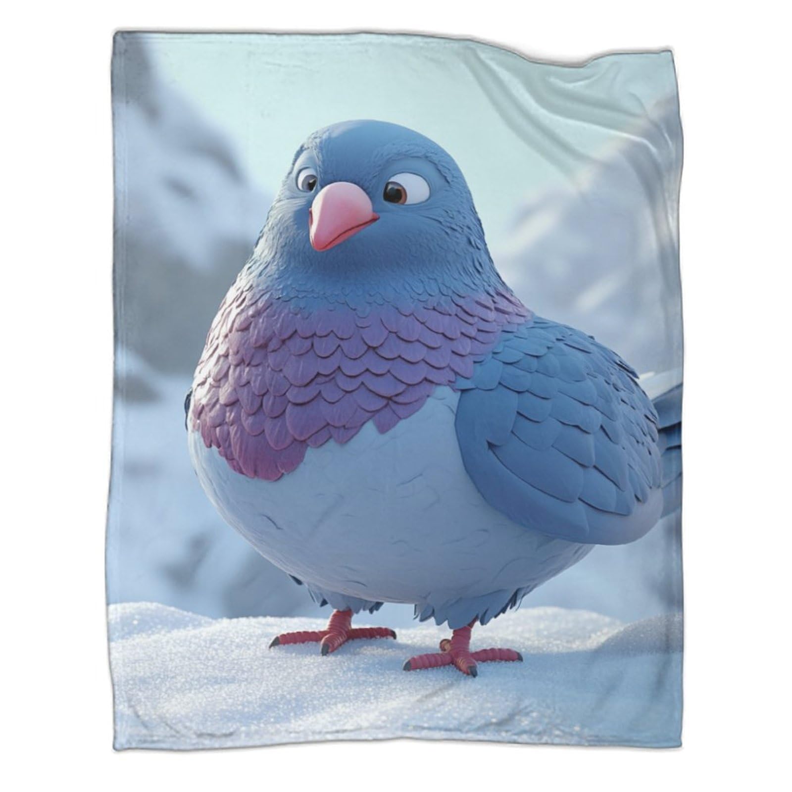 Couverture en laine motif oiseau pour cocooning sur le lit ou canapé 127x152 cm