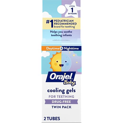 Orajel Baby Daytime & Nighttime Cooling Gels for Teething, 0.18 Oz, 2-Pack