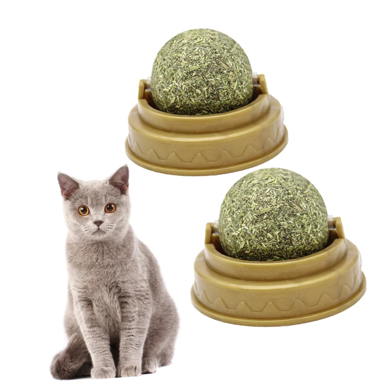 FRCOLOR 12 Juguetes para Gatos, Juguete para morder, Gato Lame Hierba gatera, Juguetes digestivos para Gatos, Juguete de Pelota para Pegar en la Pared, para Mascotas, Aperitivos, Rueda de