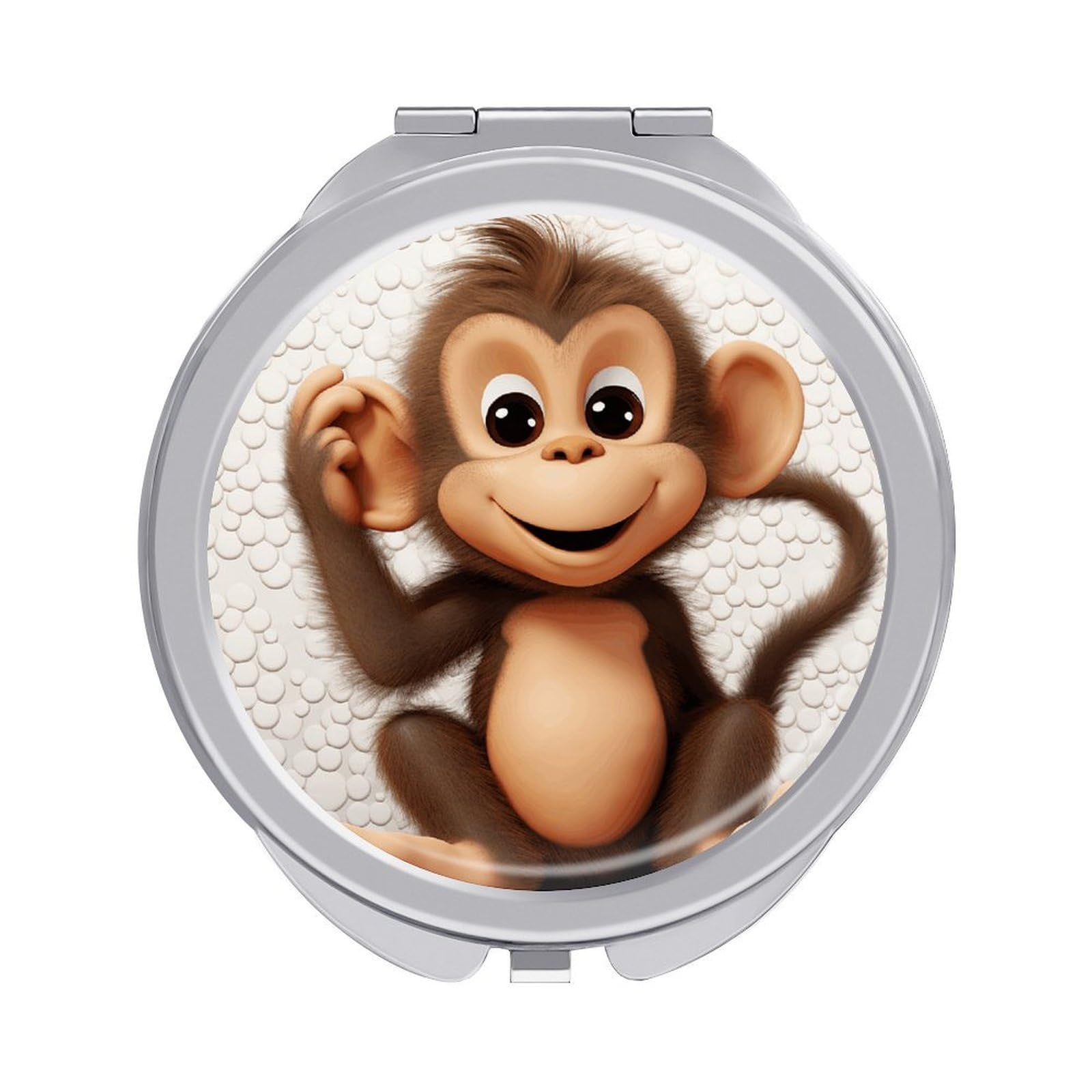 VstaDank Cute Monkey Travel Makeup Mirror Cute Compact Mirror for Women 1X/2X Magnifying Metal Pocket Makeup Mirrors Folding Round Makeup Mirrors for Handbag Wallet & Gift