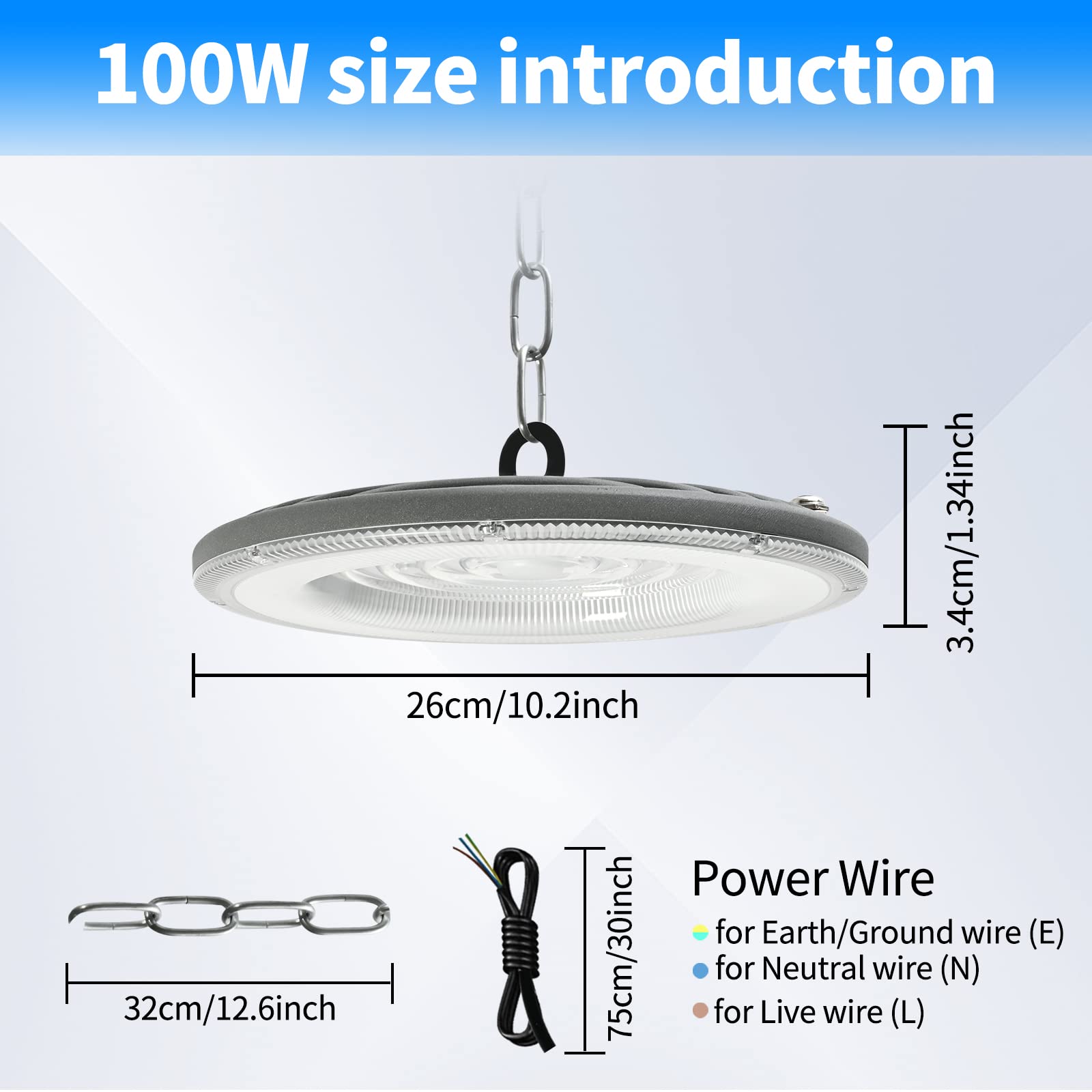 Blivrig 2 stuks, 200 W, 24000 lm, industriële led-hanglamp, werkplaats, UFO, led-spot voor binnen, 6500 K, koudwit, led-plafond, hoge baai, IP65