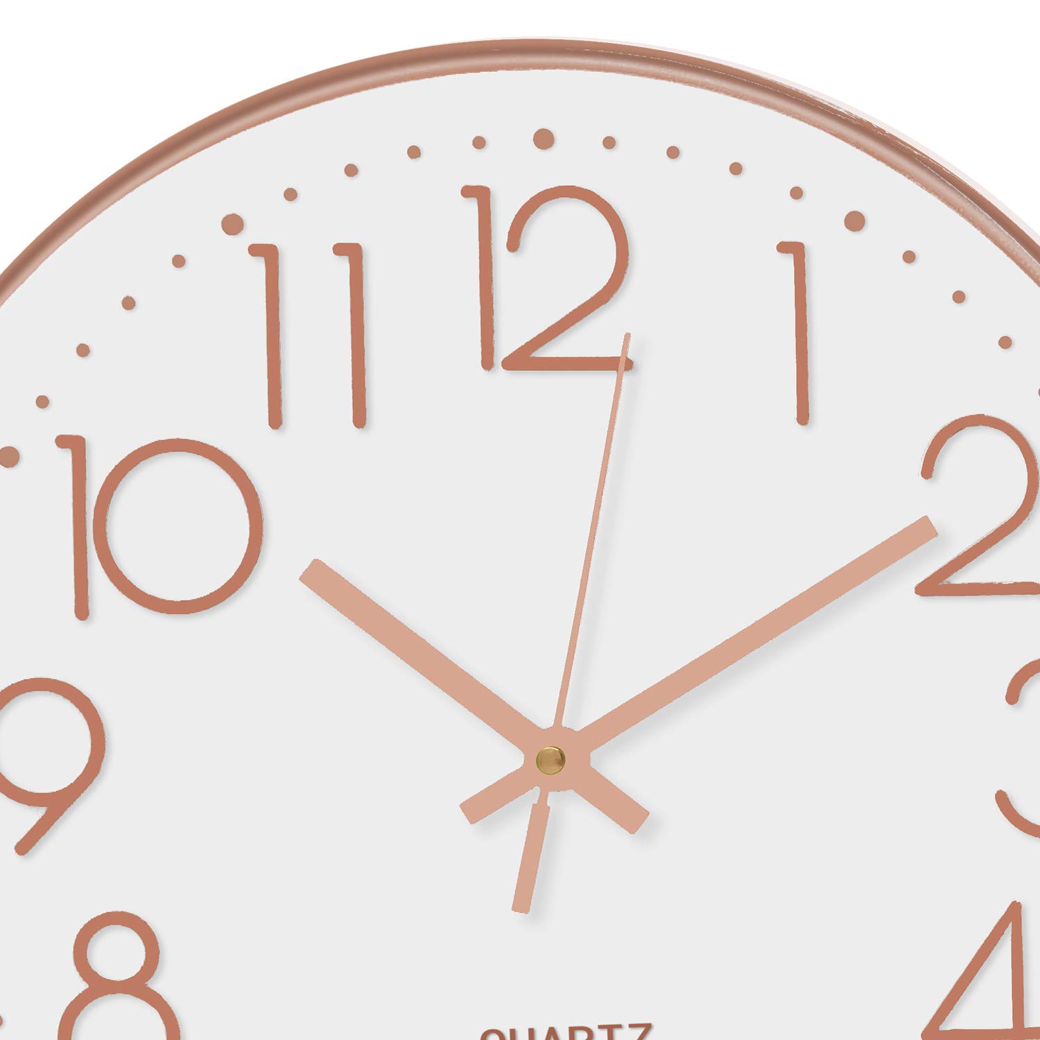 October Elf 12 Inch Wall Clock Non-ticking Silent Round Modern Decorative Large Arabic Number Clock for Bedrooms Office Kitchen Gym Living Room Kitchen(White Rose Gold) - Image 3