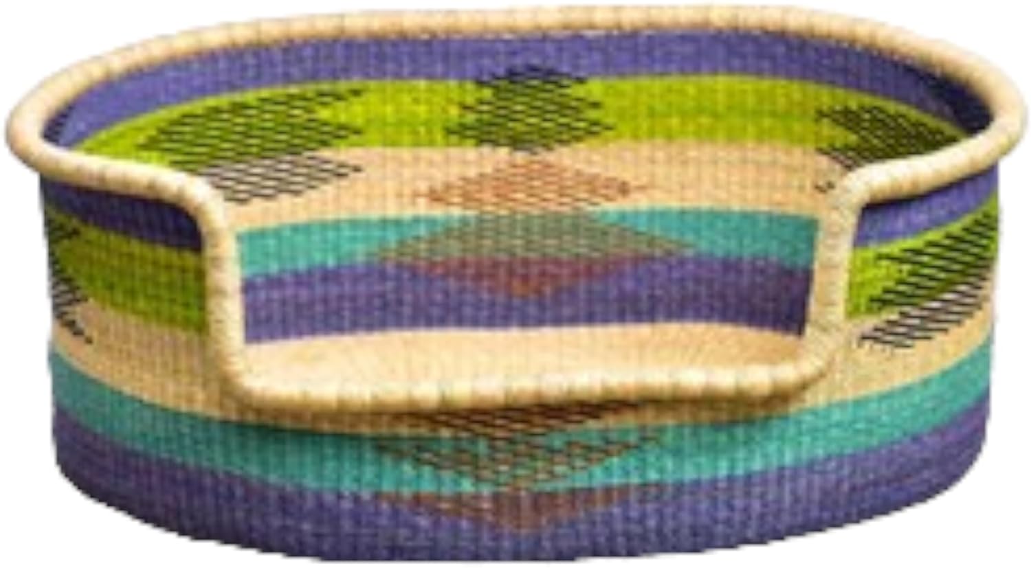 Natural Bolga Dog Bed – Optional Thick Mattress – Handmade Woven Pet Basket – Strong Wicker Puppy Bed – Eco-Friendly Dog Furniture