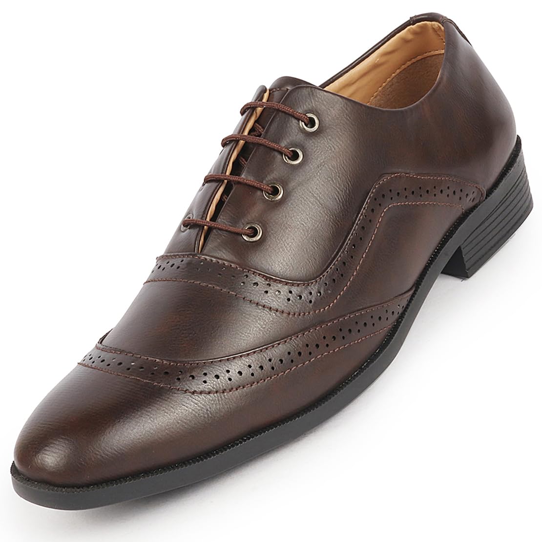 FAUSTO FST FOSMF-2092 BLACK-43 Mens Black Formal Office Round Toe Comfort Brogue Lace Up Shoes (9 UK) (B0CJQ5K4YD) Amazon Price History, Amazon Price Tracker