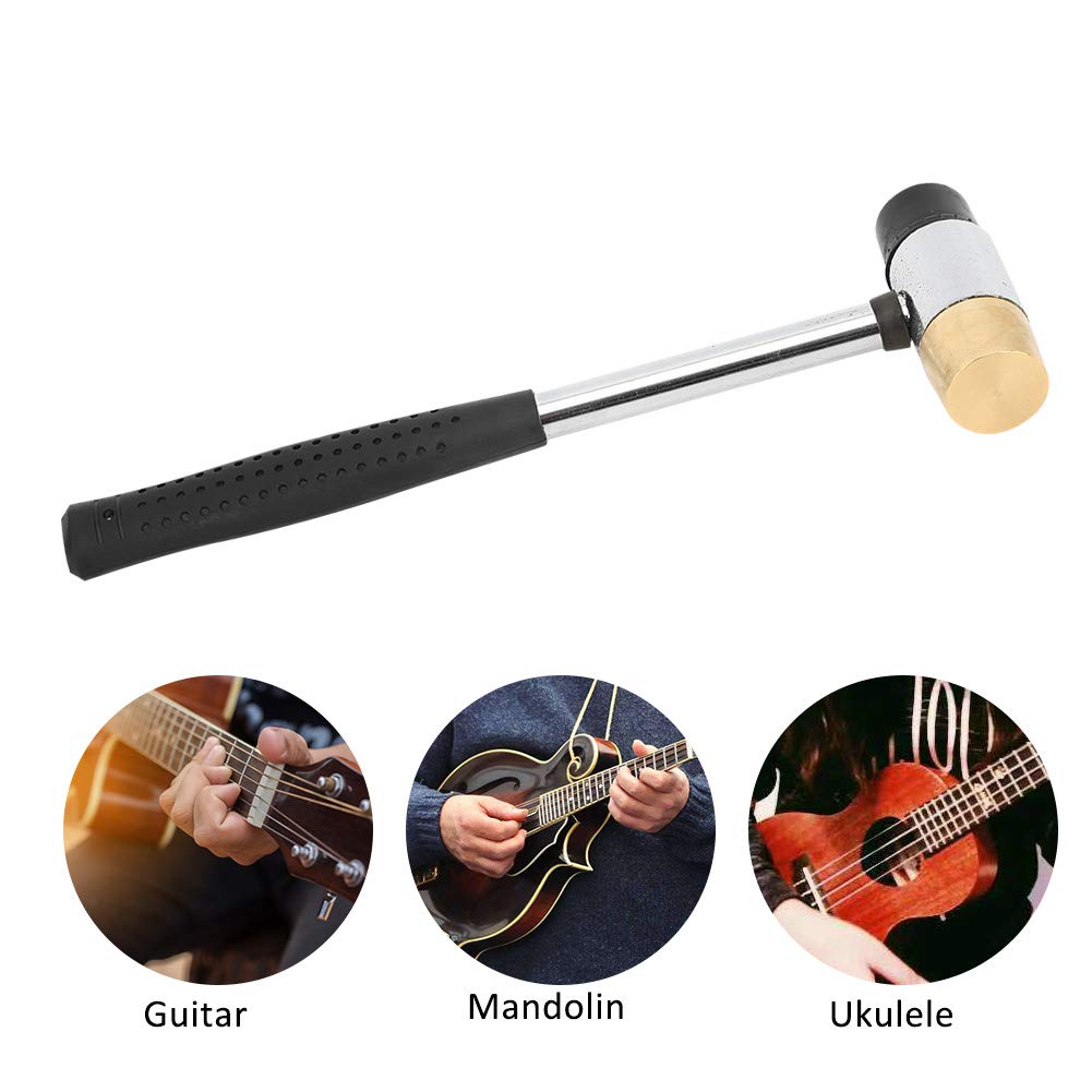 Młot strunowy do gitary | mosiężna i plastikowa podwójna głowica do gitary, basu, ukulele, mikromłotek do bezpiecznego montażu strun, akcesoria do instrumentów muzycznych