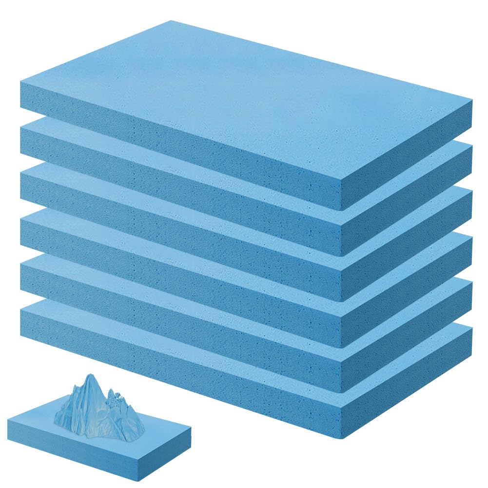 6 placas de espuma rígida, placa de espuma de alta densidad, juego de placas de manualidades, placa de espuma dura, placa de espuma de poliestireno para modelado paisajístico, construcción, base de
