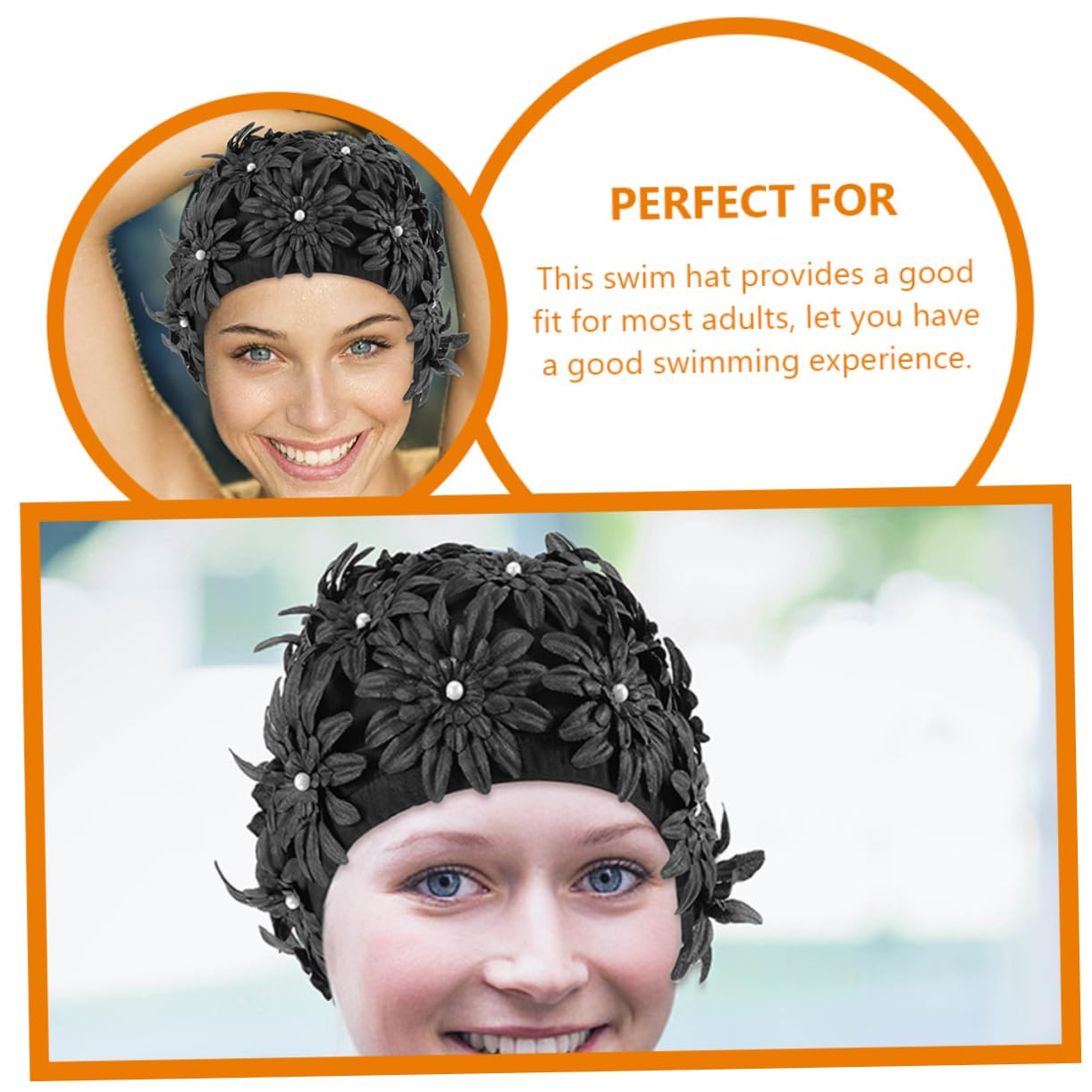 BESTonZON Gorro De Natación para Mujer con Floral Protección del Cabello Gorro Elástico para Piscina para Pelo Accesorio De Natación Cómodo Y Portátil