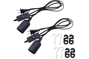 Rextin 2-Pack 5.9ft Light Socket Extension Cord with Switch