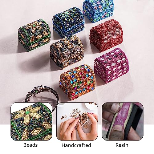 Shop Lc Jewelry Holder Mini Treasure Chests Trinket Boxes Handcrafted Set Of 7 Jewelry Gifts Keepsake Storage Box Multicolor Multi Beaded Wooden Birthday Gifts #TOP2