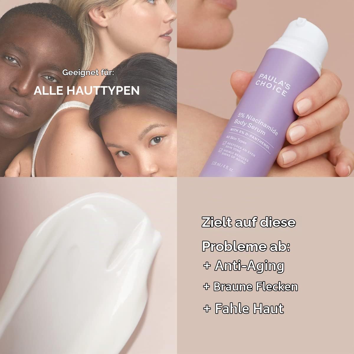 Paula's Choice 5% Niacinamid Körperserum, Glättet die Haut, 118 ml | Leichtes Bodylotion bekämpft Hautunreinheiten & Raue Textur - Reduziert Hautverfärbungen - mit Vitamin B3 & Vitamine B5