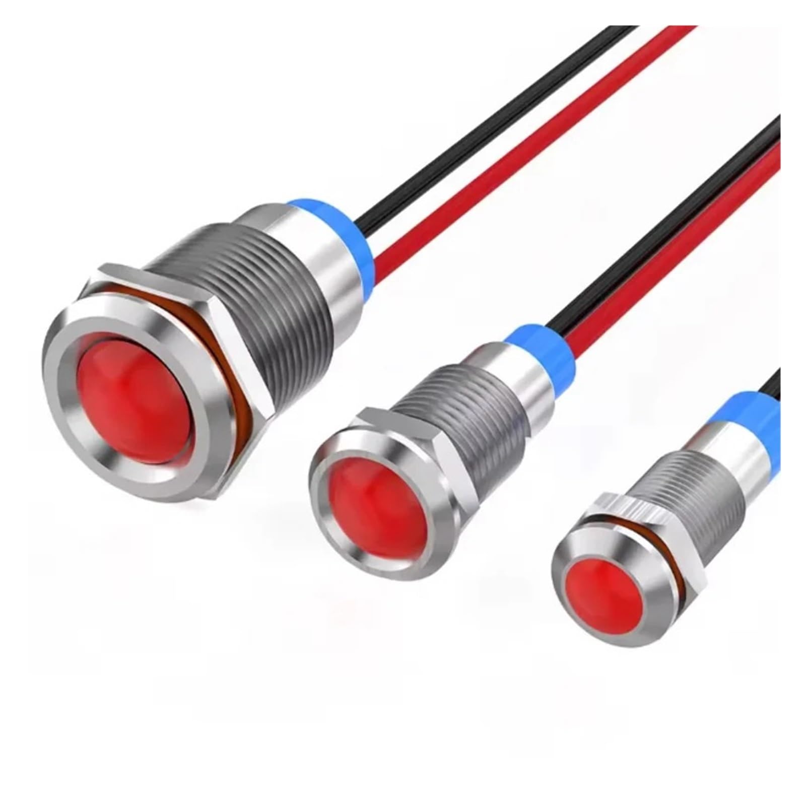 Señal de luz indicadora de metal impermeable de 6 mm con cable 6 V -12 V -24 V 220 V botón rojo/amarillo/azul/verde/blanco (6V-12V-verde)