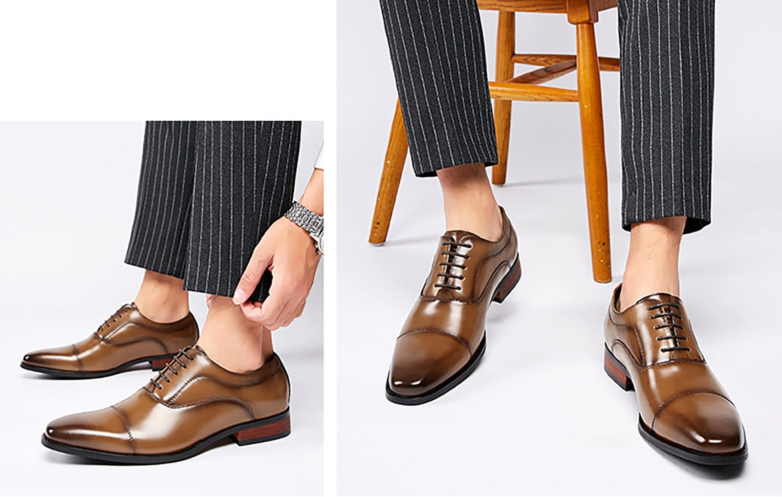 Hommes d'affaires Travail Bureau Oxfords Mariage marié Bal Derbys Chaussures habillées à Lacets Formelles,Jaune,43