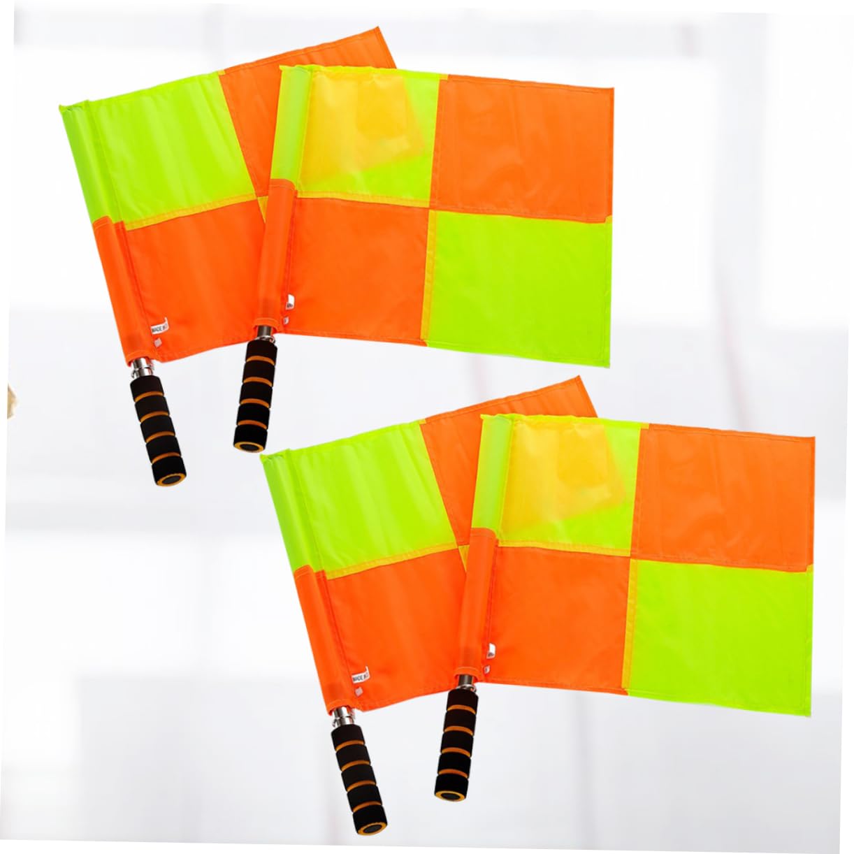 VANZACK 4Pcs Yellow Referee Flags with Pole Signal Flags for Sports High Visibility Waving Flags for Football and Outdoor Games Comfortable Sponge Handle