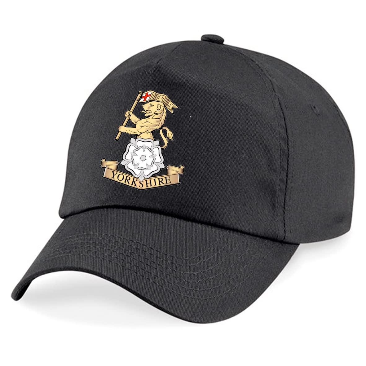 Psave Black Yorkshire Regiment Insignia Embroidered Baseball Cap British Army Military Embroidery (Black)