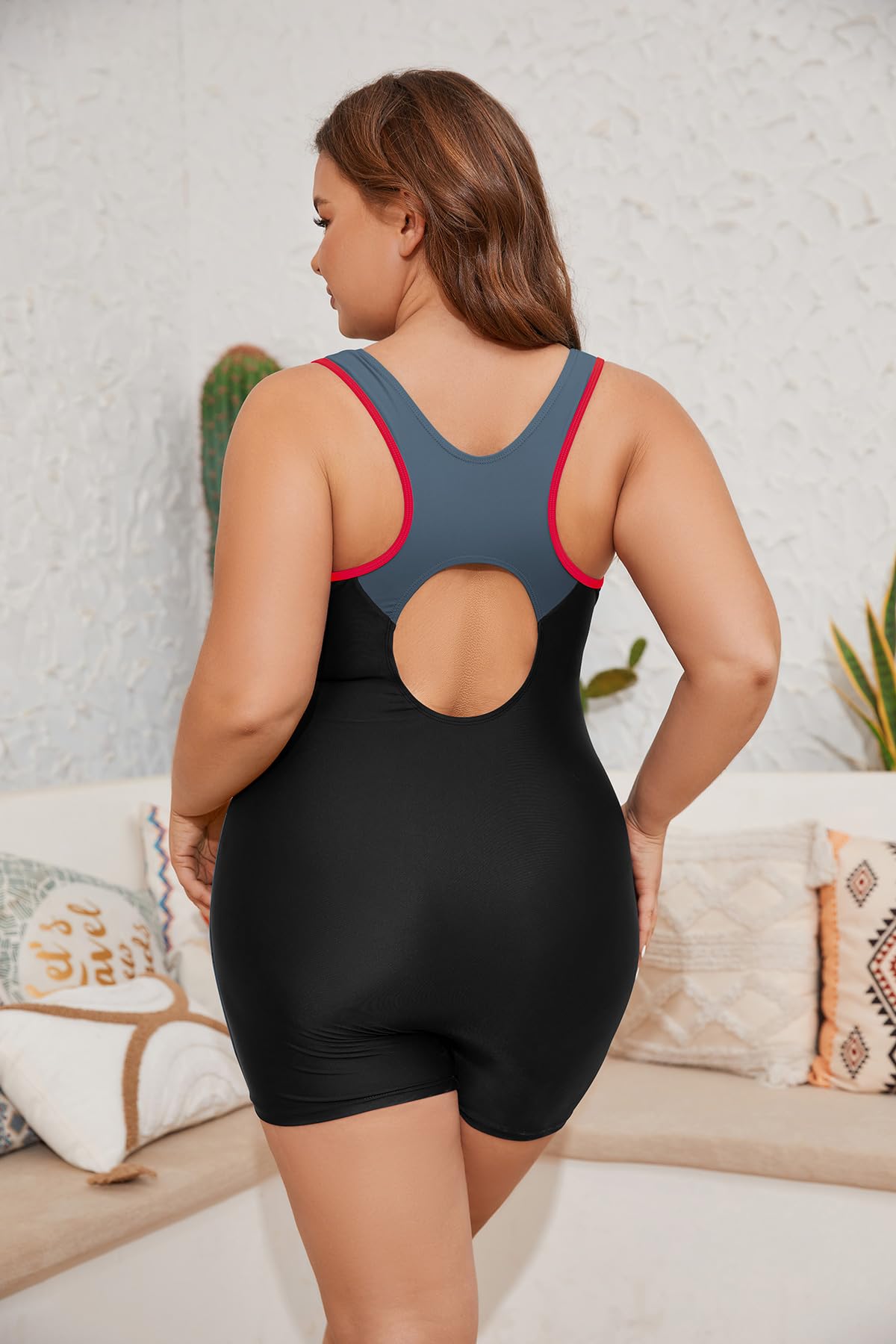 SHEKINI Maillot de Bain Grande Taille Femme 1 Piece Maillot de Bain Sport