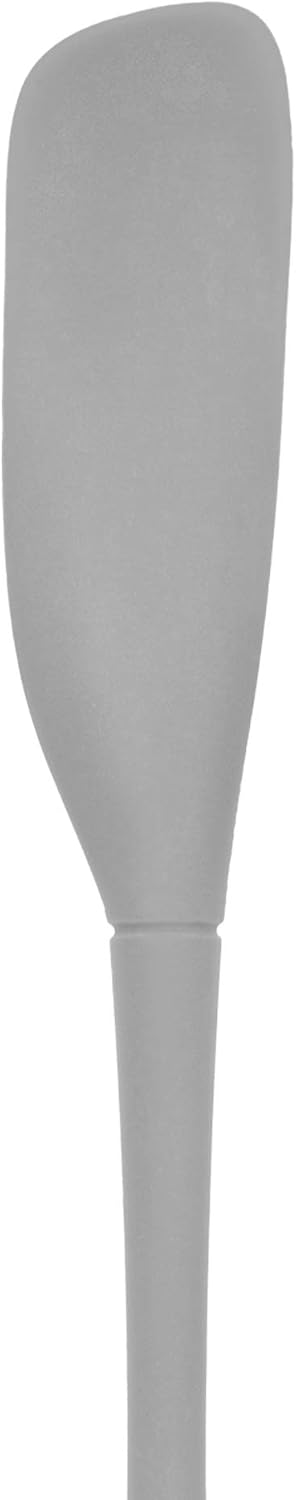 Tovolo Flex-Core All-Silicone Long-Handled Jar Scraper Spatula Angled Turner Head, Kitchen Tool With Flat Back & Curved Front for Scooping & Scraping, Oyster Gray