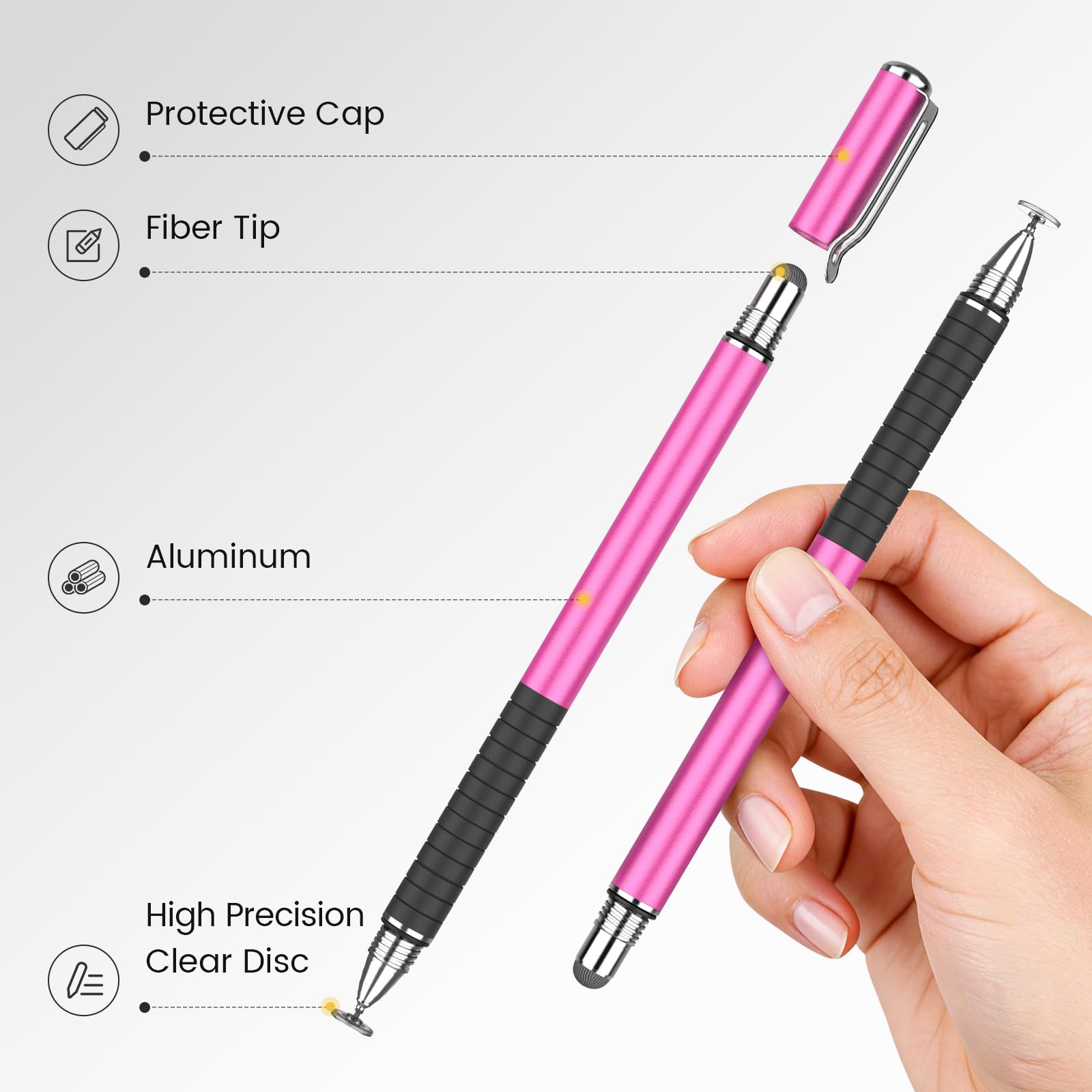 MEKO 6 lápices capacitivos para pantalla táctil, lápiz capacitivo 2 en 1 de alta sensibilidad y precisión para iPad, iPhone, Android, smartphone, tragaluz y tabletas, compatible con todos los