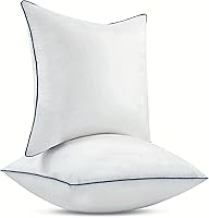 Vista 2 de Juego de 2 rellenos de almohada de 20 x 20 pulgadas, funda de 100% algodón, cojines decorativos cuadrados para sofá, silla o cama